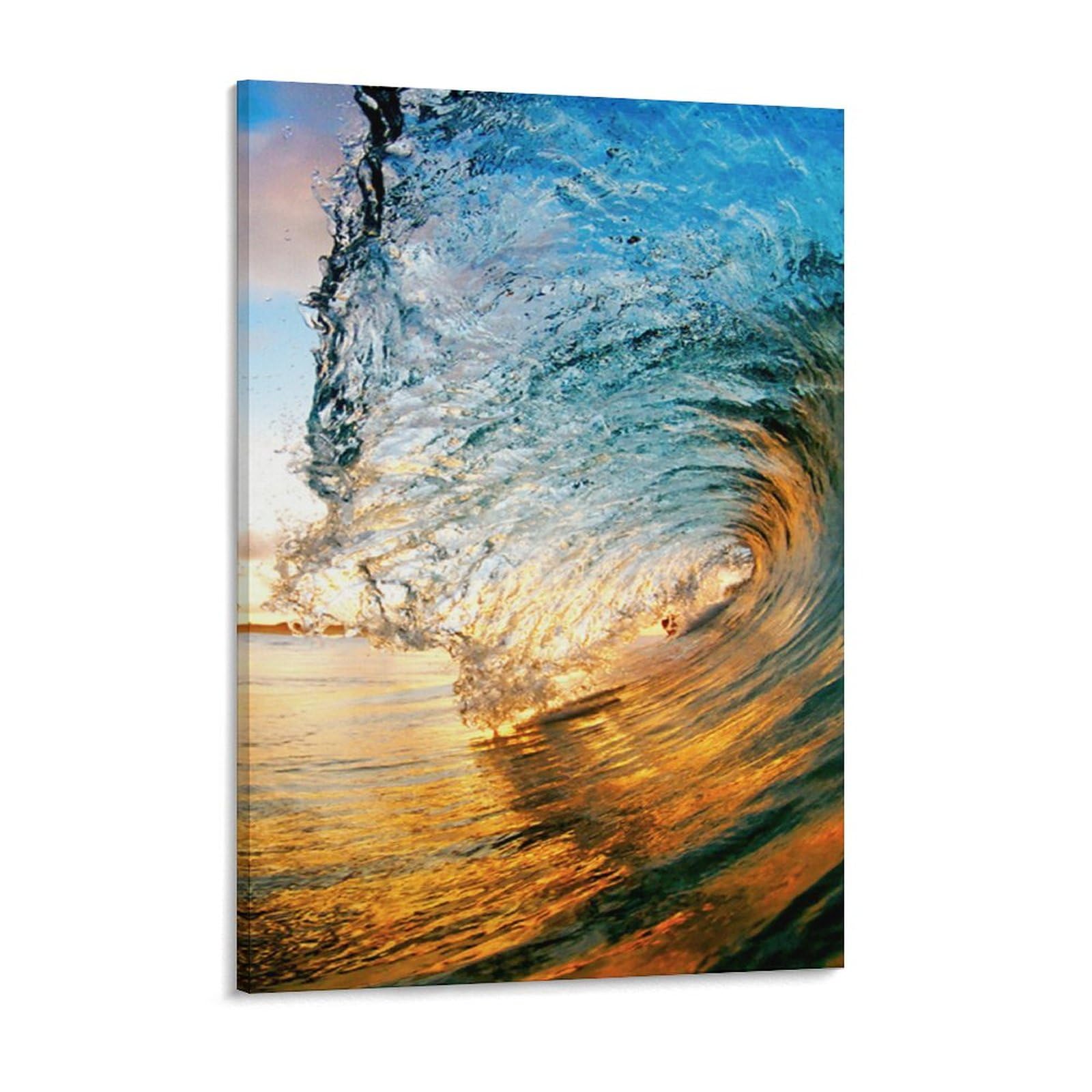 Amazon.co.jp: 絵画 夕暮れ時の波インテリア 絵画 魚眼レンズきらきら